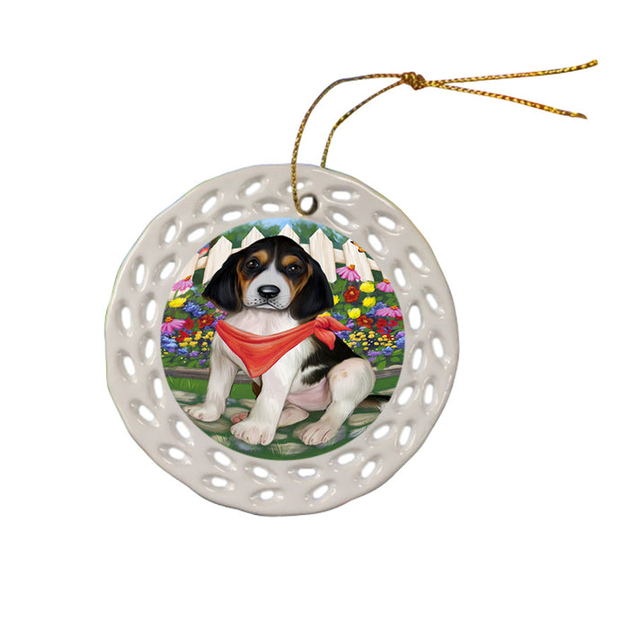 Spring Floral Treeing Walker Coonhound Dog Ceramic Doily Ornament DPOR52181