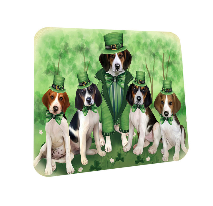 St. Patricks Day Irish Family Portrait Treeing Walker Coonhounds Dog Coasters Set of 4 CST49378