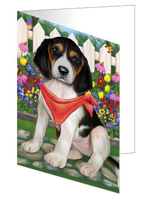 Spring Floral Treeing Walker Coonhound Dog Handmade Artwork Assorted Pets Greeting Cards and Note Cards with Envelopes for All Occasions and Holiday Seasons GCD60572