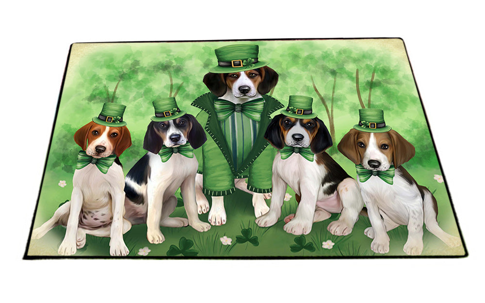 St. Patricks Day Irish Family Portrait Treeing Walker Coonhounds Dog Floormat FLMS49785