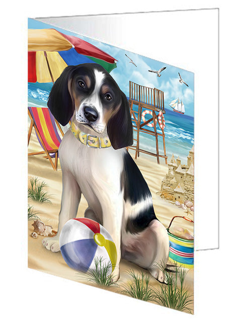 Pet Friendly Beach Treeing Walker Coonhound Dog Handmade Artwork Assorted Pets Greeting Cards and Note Cards with Envelopes for All Occasions and Holiday Seasons GCD54332