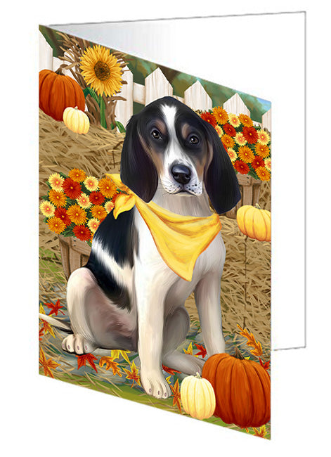 Fall Autumn Greeting Treeing Walker Coonhound Dog with Pumpkins Handmade Artwork Assorted Pets Greeting Cards and Note Cards with Envelopes for All Occasions and Holiday Seasons GCD56675
