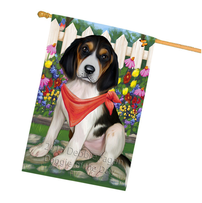Spring Floral Treeing Walker Coonhound Dog House Flag FLG50143