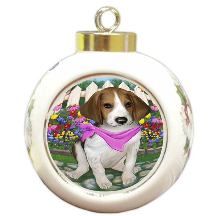 Spring Floral Treeing Walker Coonhound Dog Round Ball Christmas Ornament RBPOR52182