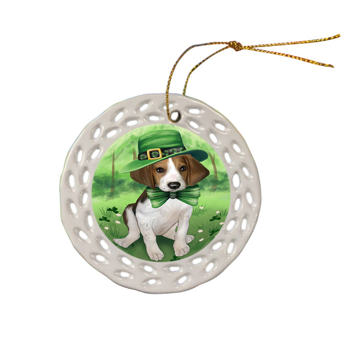 St. Patricks Day Irish Portrait Treeing Walker Coonhound Dog Ceramic Doily Ornament DPOR49420