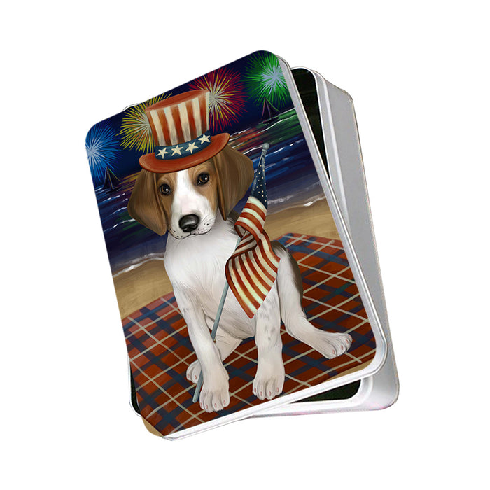 4th of July Independence Day Firework Treeing Walker Coonhound Dog Photo Storage Tin PITN49626