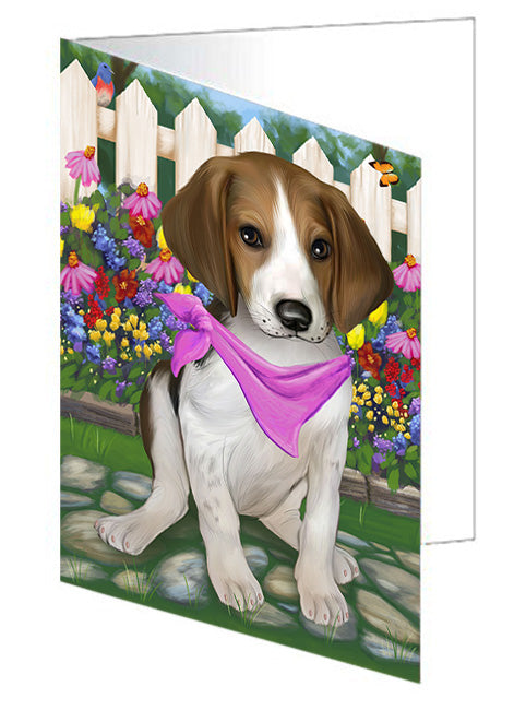 Spring Floral Treeing Walker Coonhound Dog Handmade Artwork Assorted Pets Greeting Cards and Note Cards with Envelopes for All Occasions and Holiday Seasons GCD60575