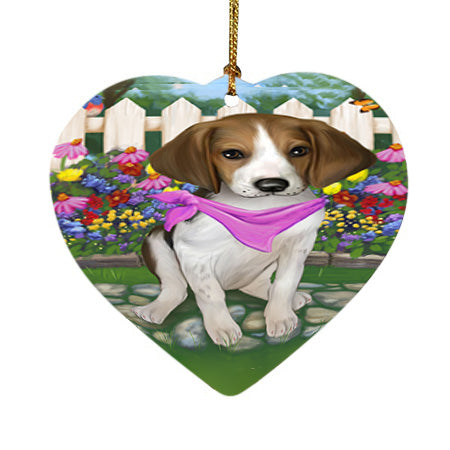 Spring Floral Treeing Walker Coonhound Dog Heart Christmas Ornament HPOR52182