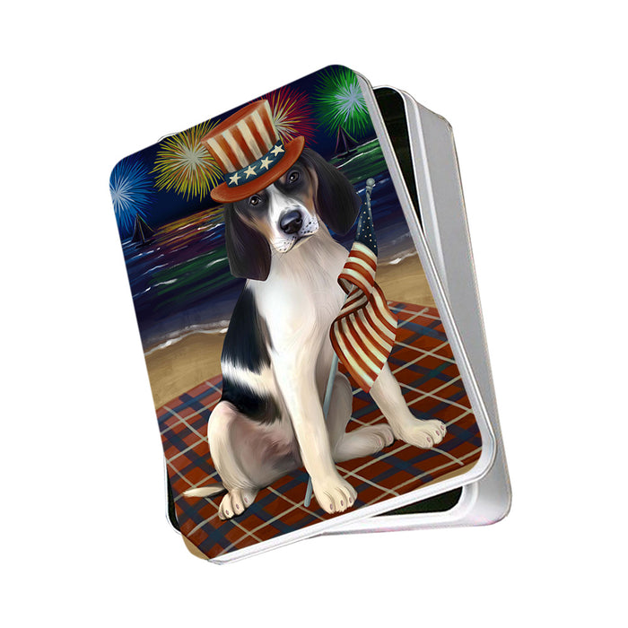 4th of July Independence Day Firework Treeing Walker Coonhound Dog Photo Storage Tin PITN49627