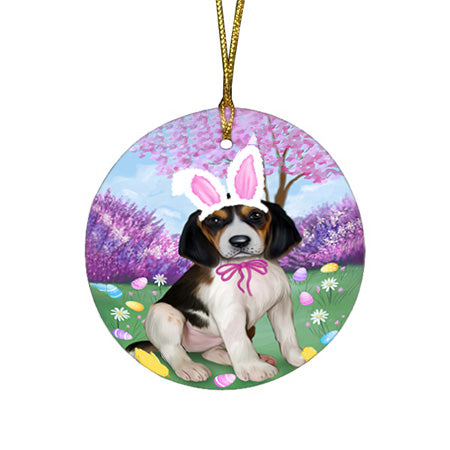 Treeing Walker Coonhound Dog Easter Holiday Round Flat Christmas Ornament RFPOR49277