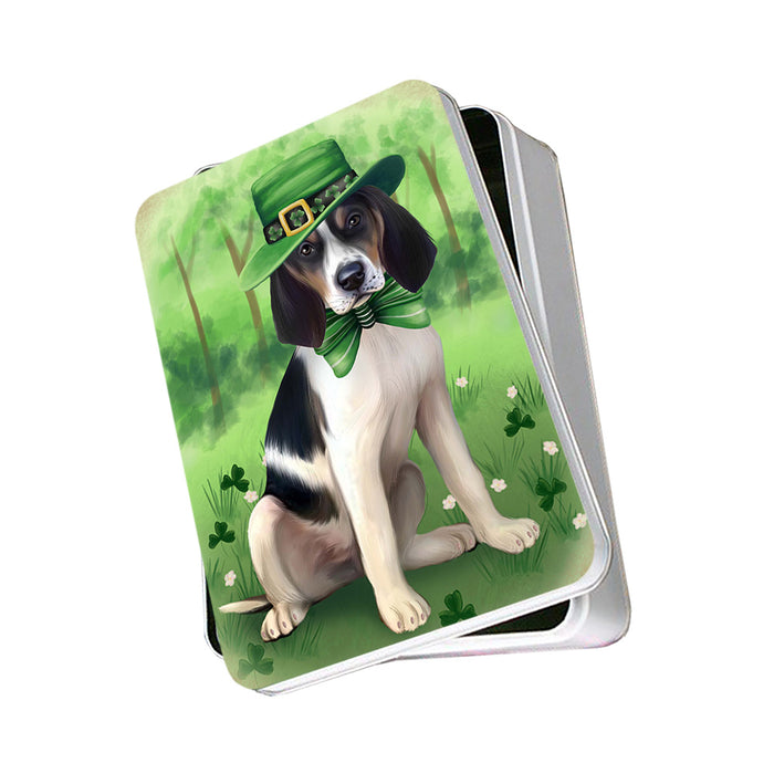 St. Patricks Day Irish Portrait Treeing Walker Coonhound Dog Photo Storage Tin PITN49421