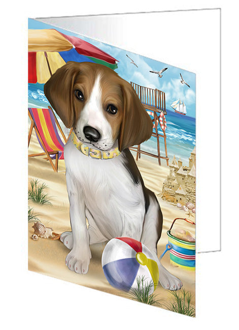 Pet Friendly Beach Treeing Walker Coonhound Dog Handmade Artwork Assorted Pets Greeting Cards and Note Cards with Envelopes for All Occasions and Holiday Seasons GCD54341