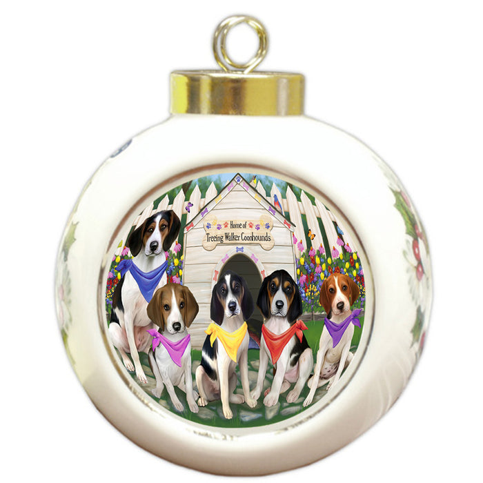 Spring Dog House Treeing Walker Coonhounds Dog Round Ball Christmas Ornament RBPOR50135