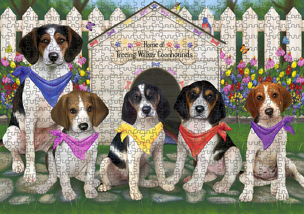 Spring Dog House Treeing Walker Coonhounds Dog Puzzle with Photo Tin PUZL54111