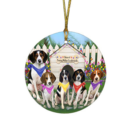 Spring Dog House Treeing Walker Coonhounds Dog Round Flat Christmas Ornament RFPOR50126
