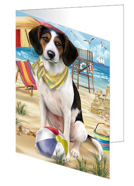 Pet Friendly Beach Treeing Walker Coonhound Dog Handmade Artwork Assorted Pets Greeting Cards and Note Cards with Envelopes for All Occasions and Holiday Seasons GCD54344