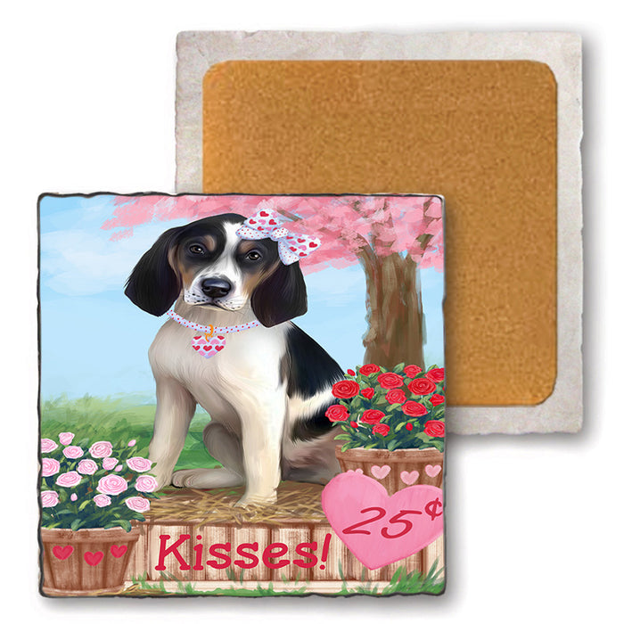 Rosie 25 Cent Kisses Treeing Walker Coonhound Dog Set of 4 Natural Stone Marble Tile Coasters MCST51250