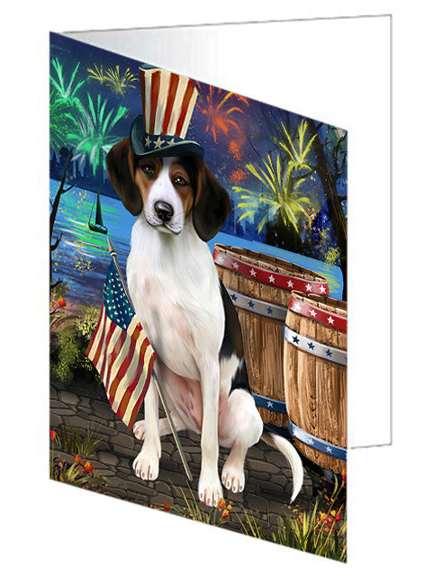 4th of July Independence Day Fireworks Treeing Walker Coonhound Dog at the Lake Handmade Artwork Assorted Pets Greeting Cards and Note Cards with Envelopes for All Occasions and Holiday Seasons GCD57743