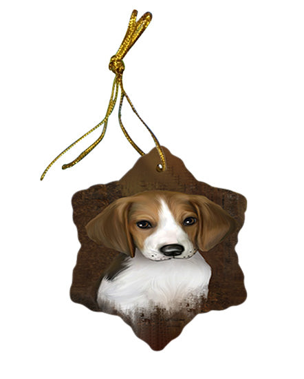 Rustic Treeing Walker Coonhound Dog Star Porcelain Ornament SPOR54485