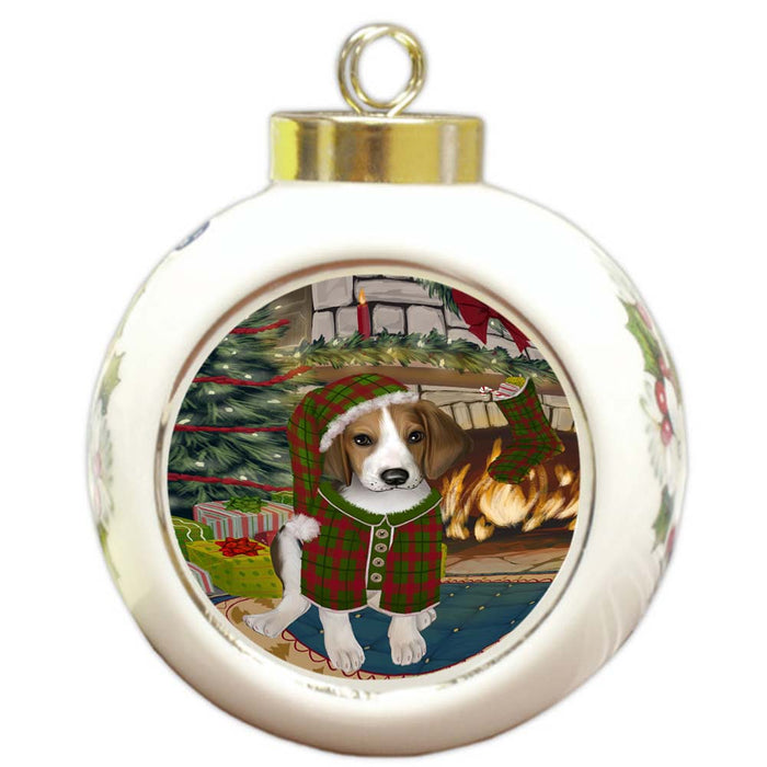 The Stocking was Hung Treeing Walker Coonhound Dog Round Ball Christmas Ornament RBPOR55994