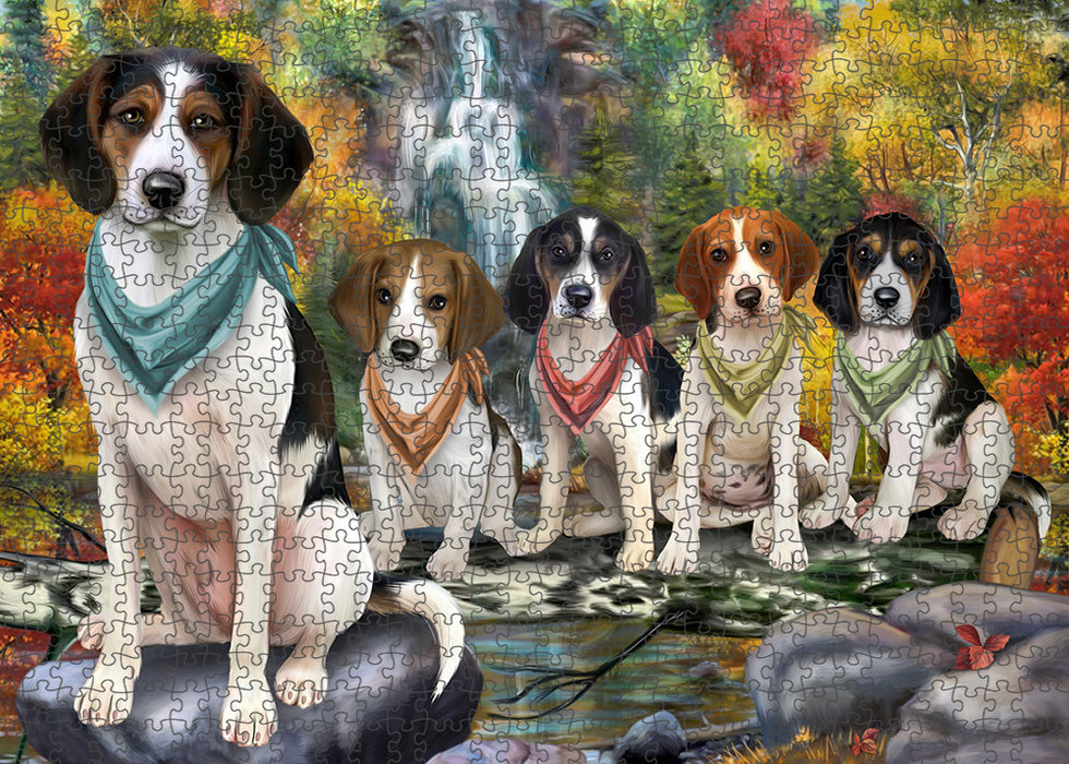 Scenic Waterfall Treeing Walker Coonhounds Dog Puzzle with Photo Tin PUZL59991