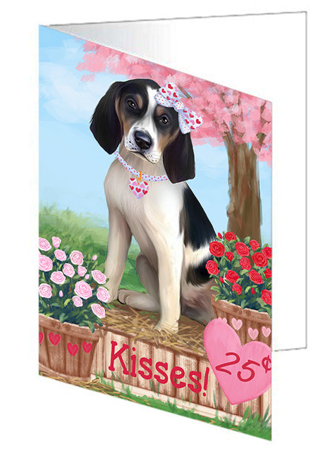 Rosie 25 Cent Kisses Treeing Walker Coonhound Dog Handmade Artwork Assorted Pets Greeting Cards and Note Cards with Envelopes for All Occasions and Holiday Seasons GCD73265