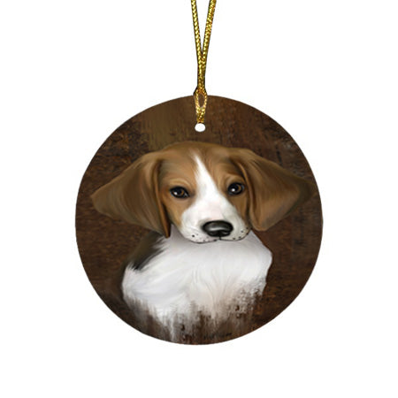 Rustic Treeing Walker Coonhound Dog Round Flat Christmas Ornament RFPOR54485