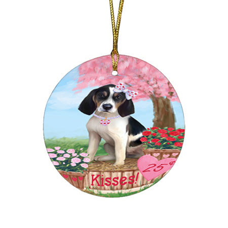 Rosie 25 Cent Kisses Treeing Walker Coonhound Dog Round Flat Christmas Ornament RFPOR56606