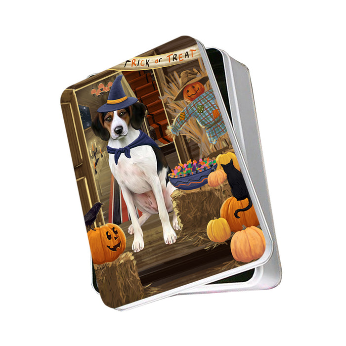 Enter at Own Risk Trick or Treat Halloween Treeing Walker Coonhound Dog Photo Storage Tin PITN53314