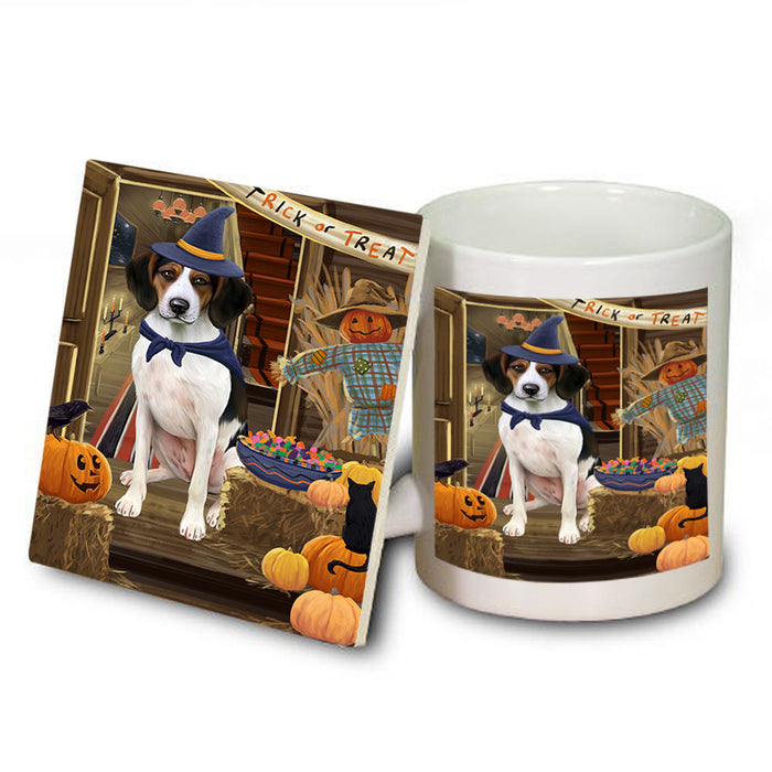 Enter at Own Risk Trick or Treat Halloween Treeing Walker Coonhound Dog Mug and Coaster Set MUC53306