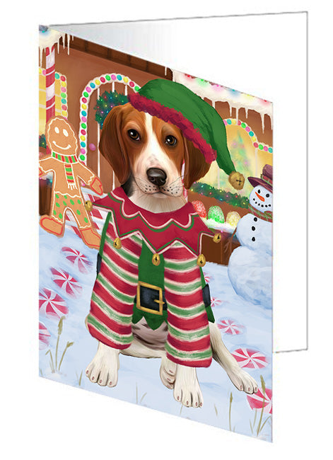 Christmas Gingerbread House Candyfest Treeing Walker Coonhound Dog Handmade Artwork Assorted Pets Greeting Cards and Note Cards with Envelopes for All Occasions and Holiday Seasons GCD74243
