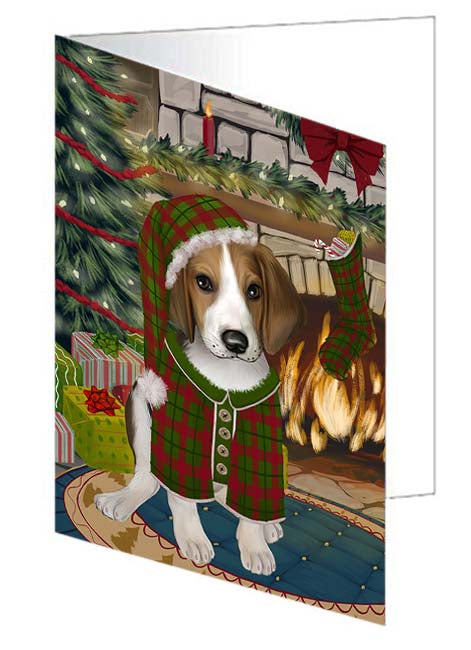 The Stocking was Hung Treeing Walker Coonhound Dog Handmade Artwork Assorted Pets Greeting Cards and Note Cards with Envelopes for All Occasions and Holiday Seasons GCD71429