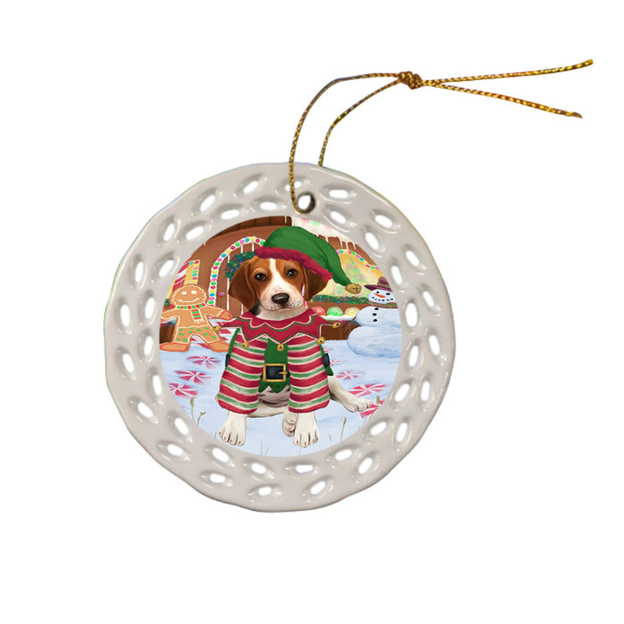 Christmas Gingerbread House Candyfest Treeing Walker Coonhound Dog Ceramic Doily Ornament DPOR56932