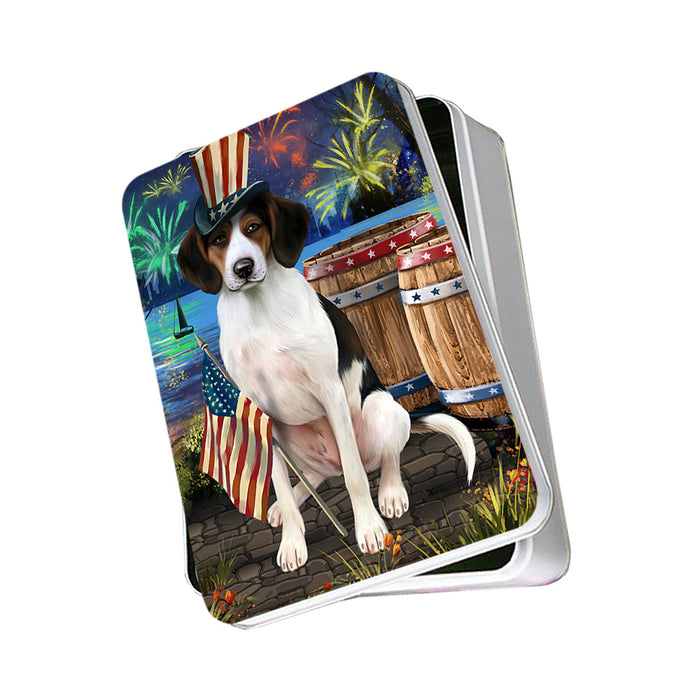 4th of July Independence Day Fireworks Treeing Walker Coonhound Dog at the Lake Photo Storage Tin PITN51238