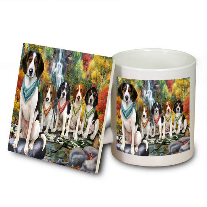 Scenic Waterfall Treeing Walker Coonhounds Dog Mug and Coaster Set MUC51960