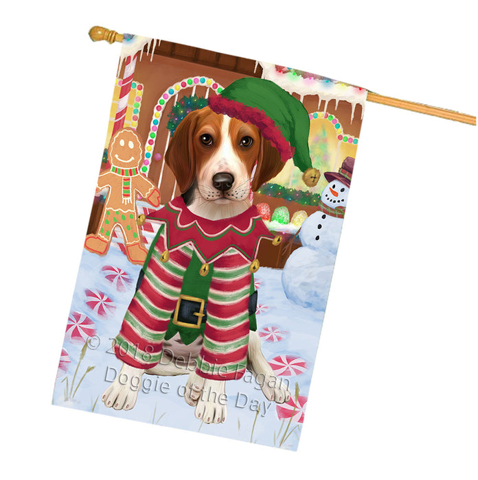 Christmas Gingerbread House Candyfest Treeing Walker Coonhound Dog House Flag FLG57260
