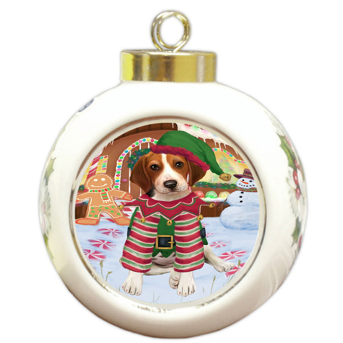 Christmas Gingerbread House Candyfest Treeing Walker Coonhound Dog Round Ball Christmas Ornament RBPOR56932