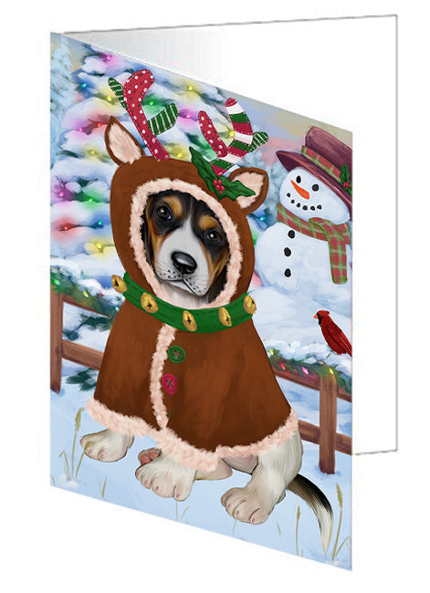 Christmas Gingerbread House Candyfest Treeing Walker Coonhound Dog Handmade Artwork Assorted Pets Greeting Cards and Note Cards with Envelopes for All Occasions and Holiday Seasons GCD74246