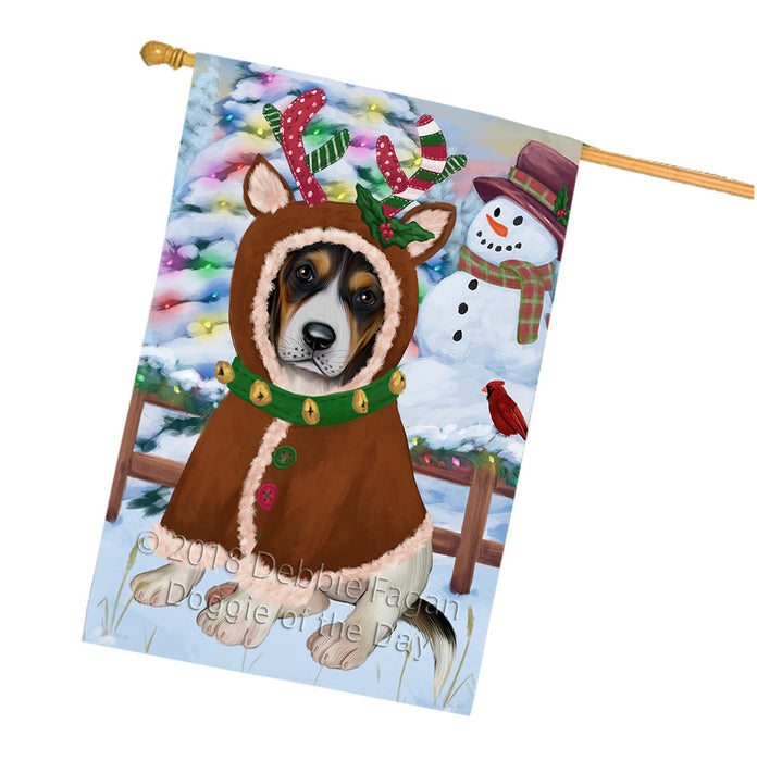 Christmas Gingerbread House Candyfest Treeing Walker Coonhound Dog House Flag FLG57261