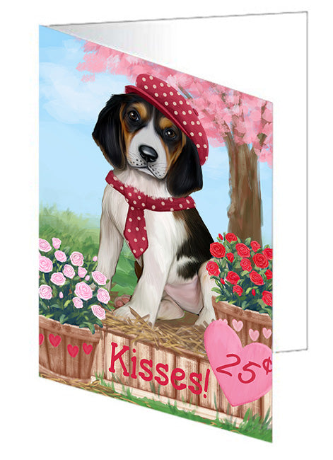 Rosie 25 Cent Kisses Treeing Walker Coonhound Dog Handmade Artwork Assorted Pets Greeting Cards and Note Cards with Envelopes for All Occasions and Holiday Seasons GCD73268