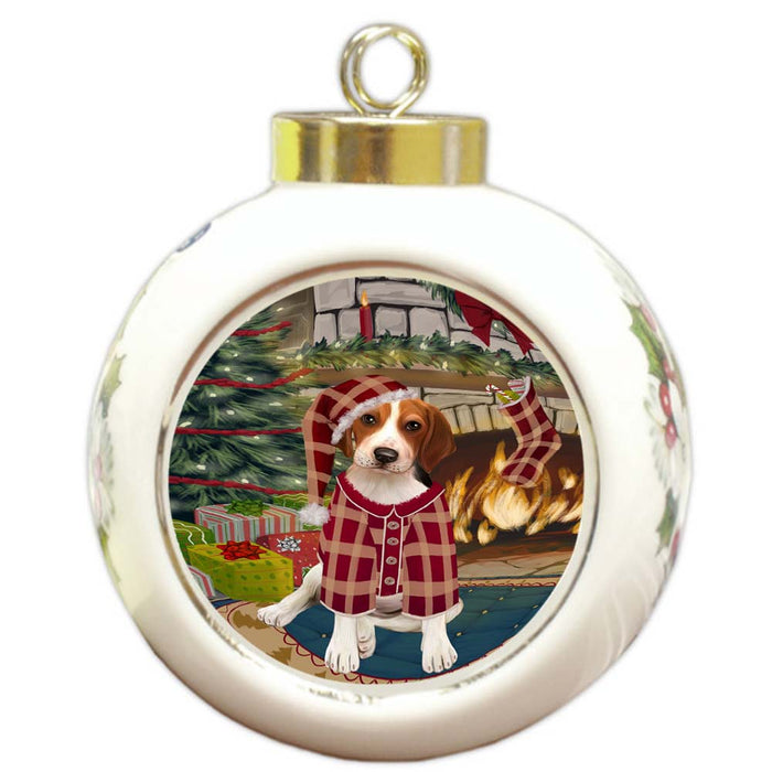 The Stocking was Hung Treeing Walker Coonhound Dog Round Ball Christmas Ornament RBPOR55995