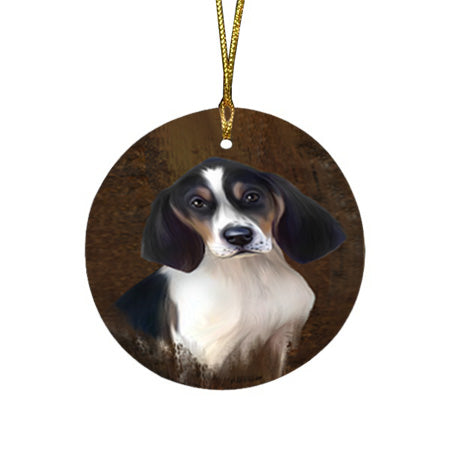 Rustic Treeing Walker Coonhound Dog Round Flat Christmas Ornament RFPOR54486