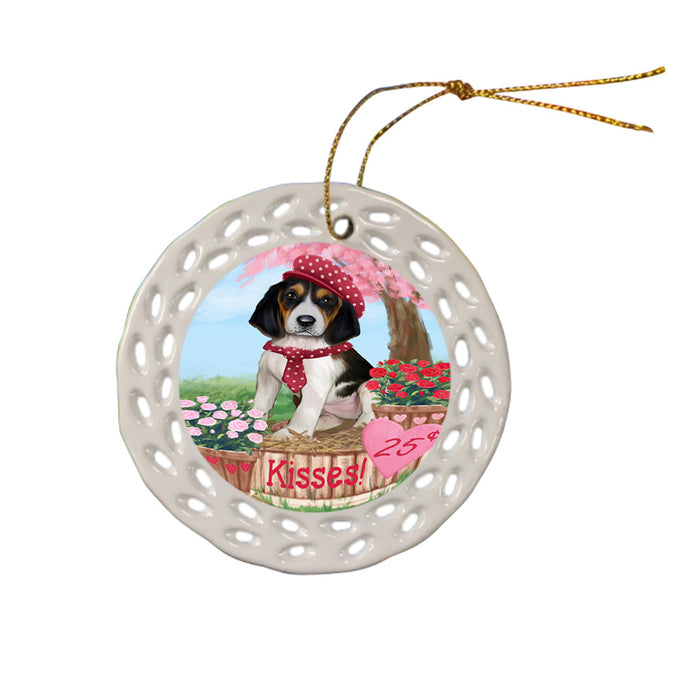 Rosie 25 Cent Kisses Treeing Walker Coonhound Dog Ceramic Doily Ornament DPOR56607