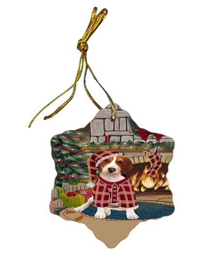 The Stocking was Hung Treeing Walker Coonhound Dog Star Porcelain Ornament SPOR55995