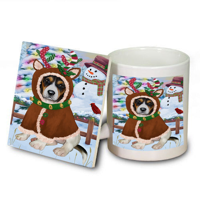 Christmas Gingerbread House Candyfest Treeing Walker Coonhound Dog Mug and Coaster Set MUC56569