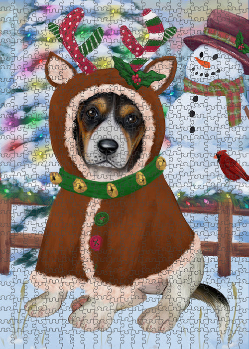 Christmas Gingerbread House Candyfest Treeing Walker Coonhound Dog Puzzle with Photo Tin PUZL94508