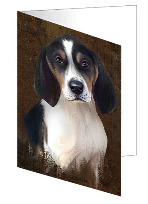 Rustic Treeing Walker Coonhound Dog Handmade Artwork Assorted Pets Greeting Cards and Note Cards with Envelopes for All Occasions and Holiday Seasons GCD67514