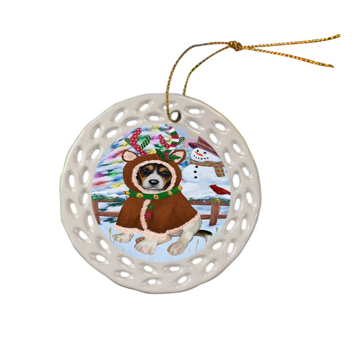 Christmas Gingerbread House Candyfest Treeing Walker Coonhound Dog Ceramic Doily Ornament DPOR56933