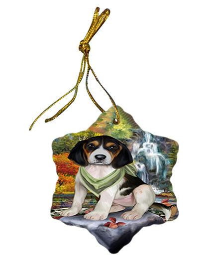 Scenic Waterfall Treeing Walker Coonhound Dog Star Porcelain Ornament SPOR51960