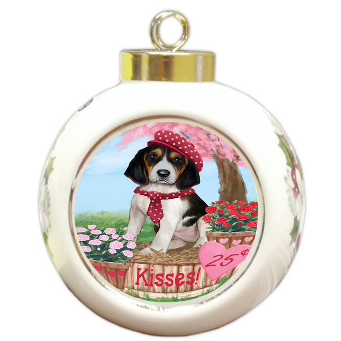 Rosie 25 Cent Kisses Treeing Walker Coonhound Dog Round Ball Christmas Ornament RBPOR56607